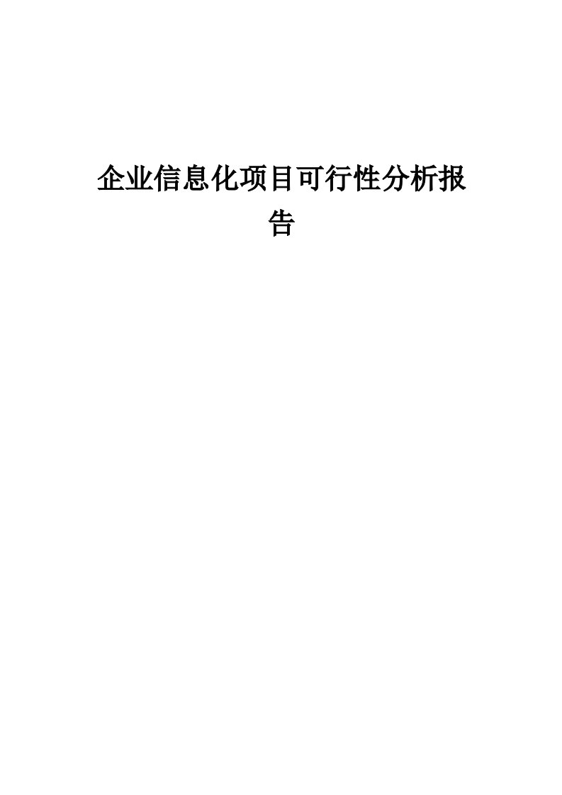 2024年企业信息化项目可行性分析报告