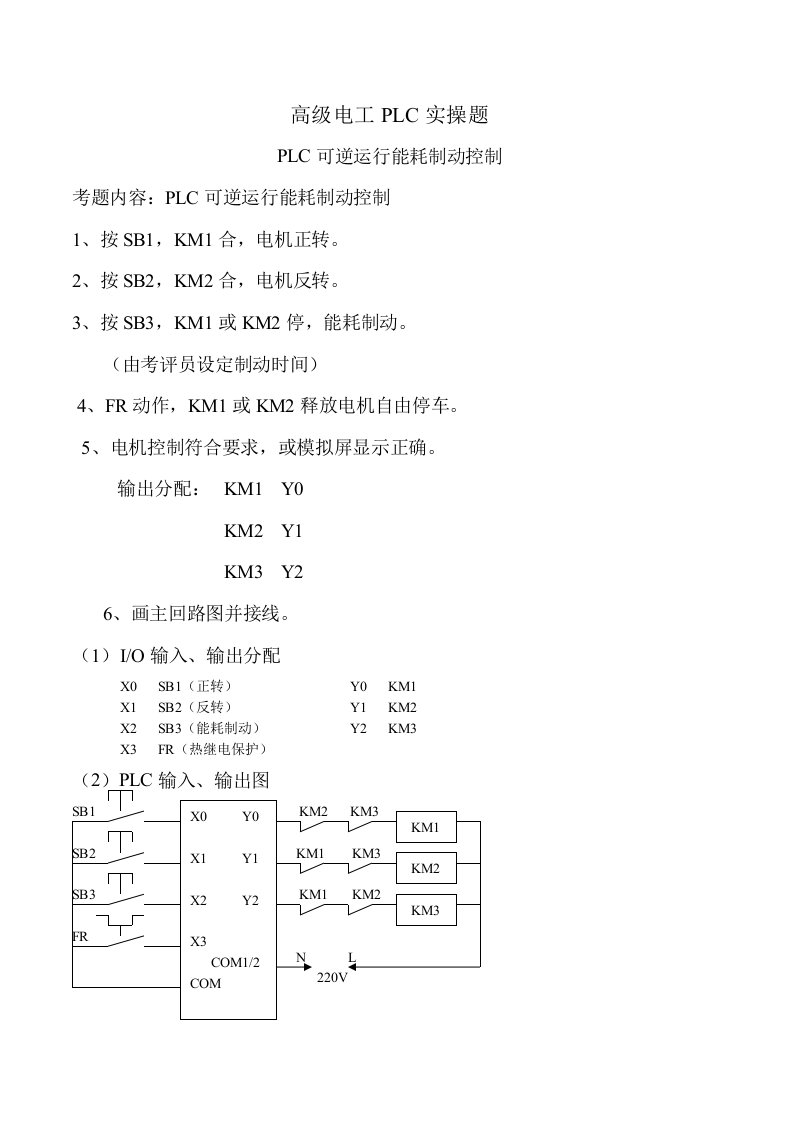 高级电工PLC实操题