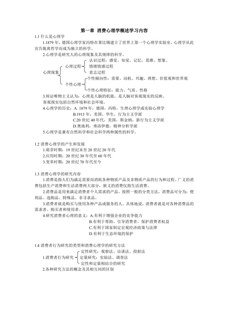 消费心理学概述学习内容