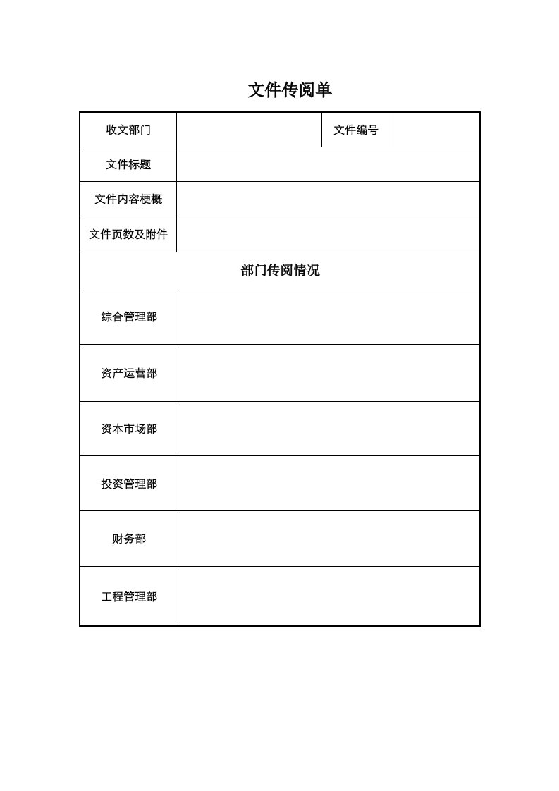 企业管理表格-文件传阅单