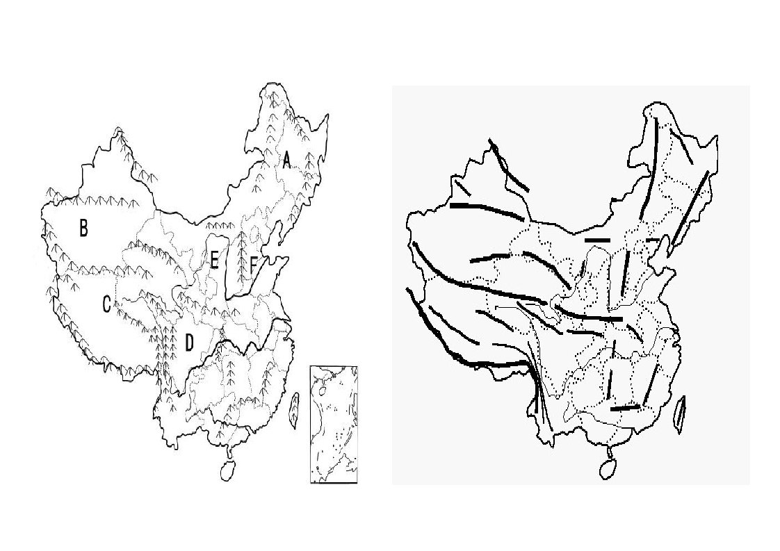 中国山脉分布空白图