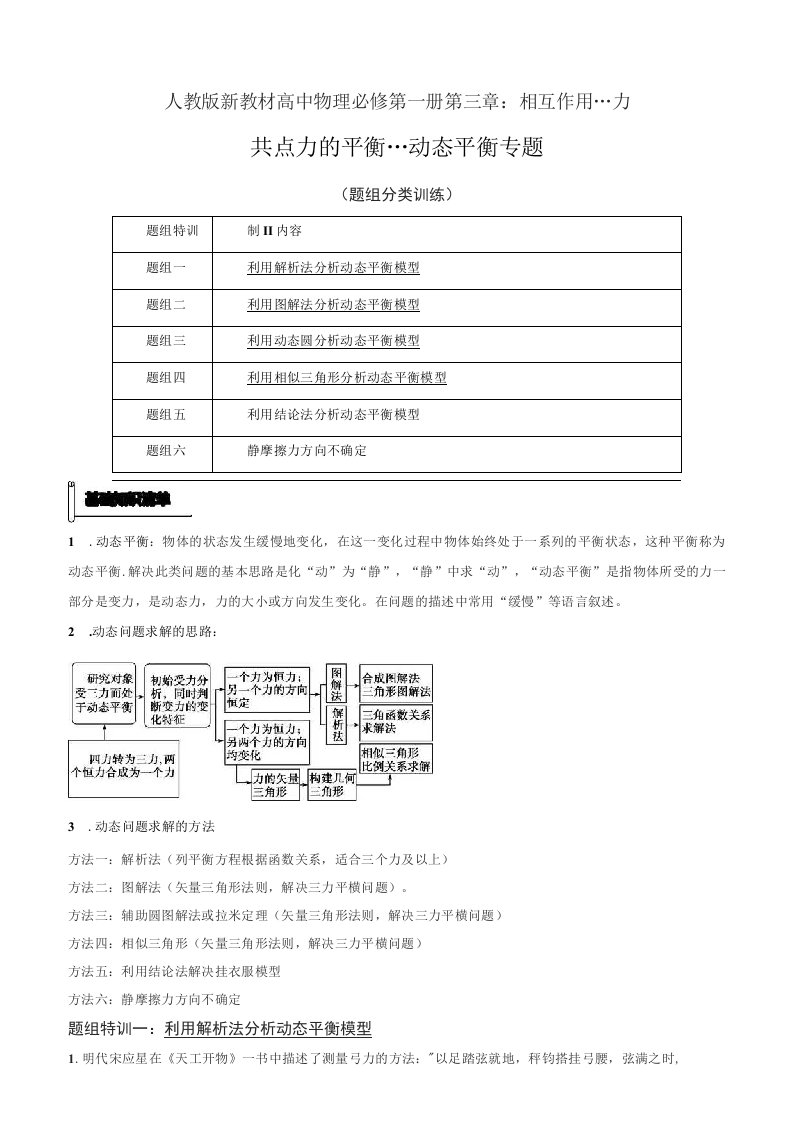 2022-2023学年高一物理突破重难点（人教版2019必修一）05动态平衡专题（解析版）