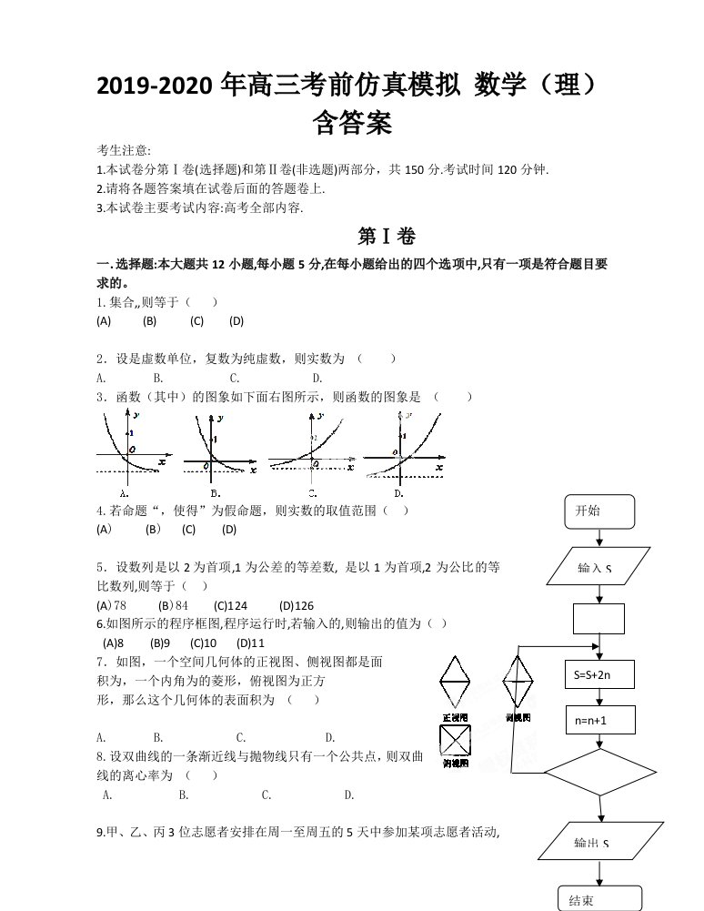 2019-2020年高三考前仿真模拟