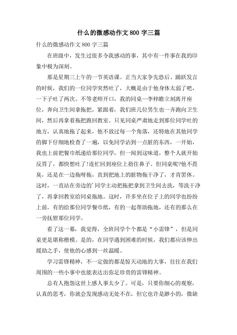 什么的微感动作文800字三篇