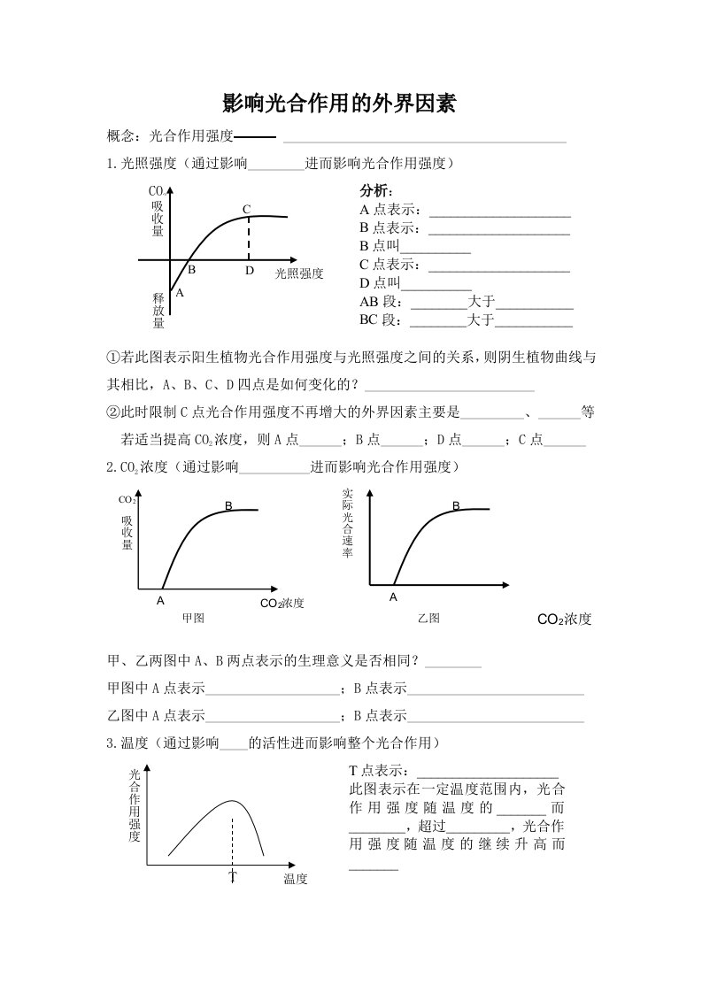 光合作用强度影响因素学案