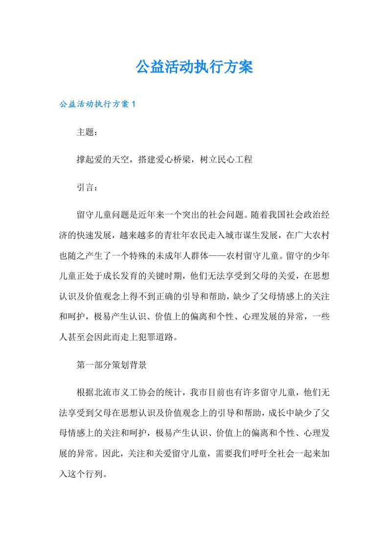 公益活动执行方案