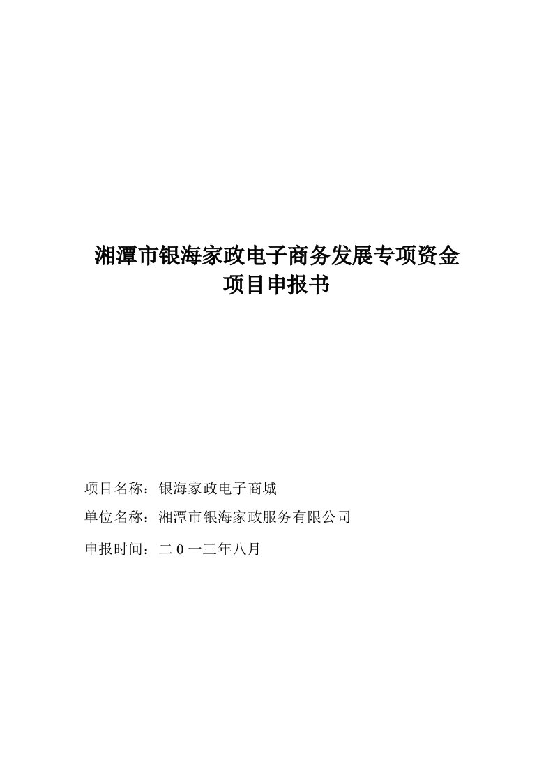 银海家政电子商城专项资金项目申报书