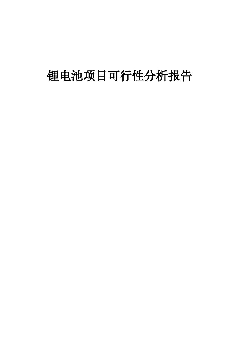 锂电池项目可行性分析报告