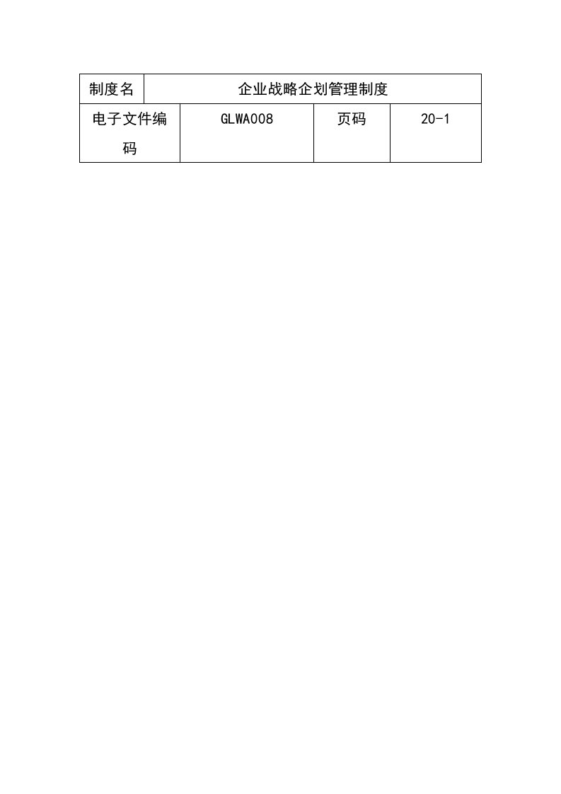 企业战略企划管理制度