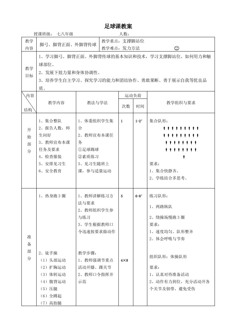 初中足球课教案