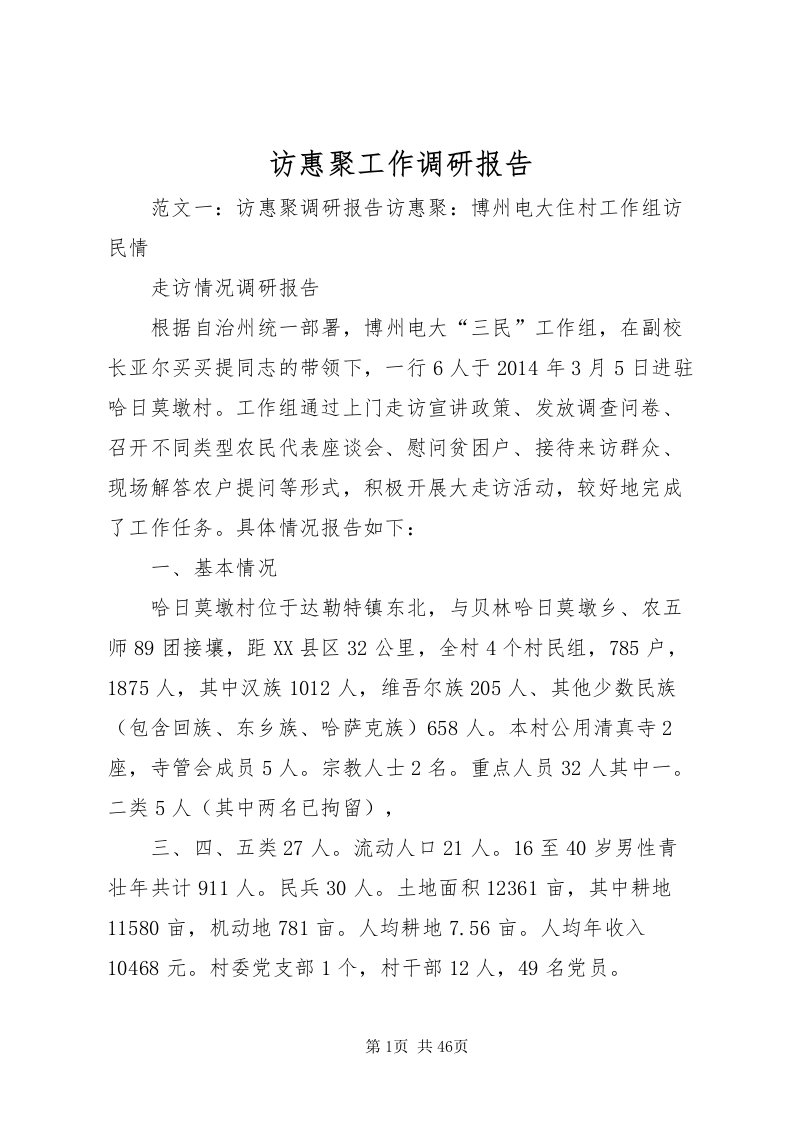 2022访惠聚工作调研报告