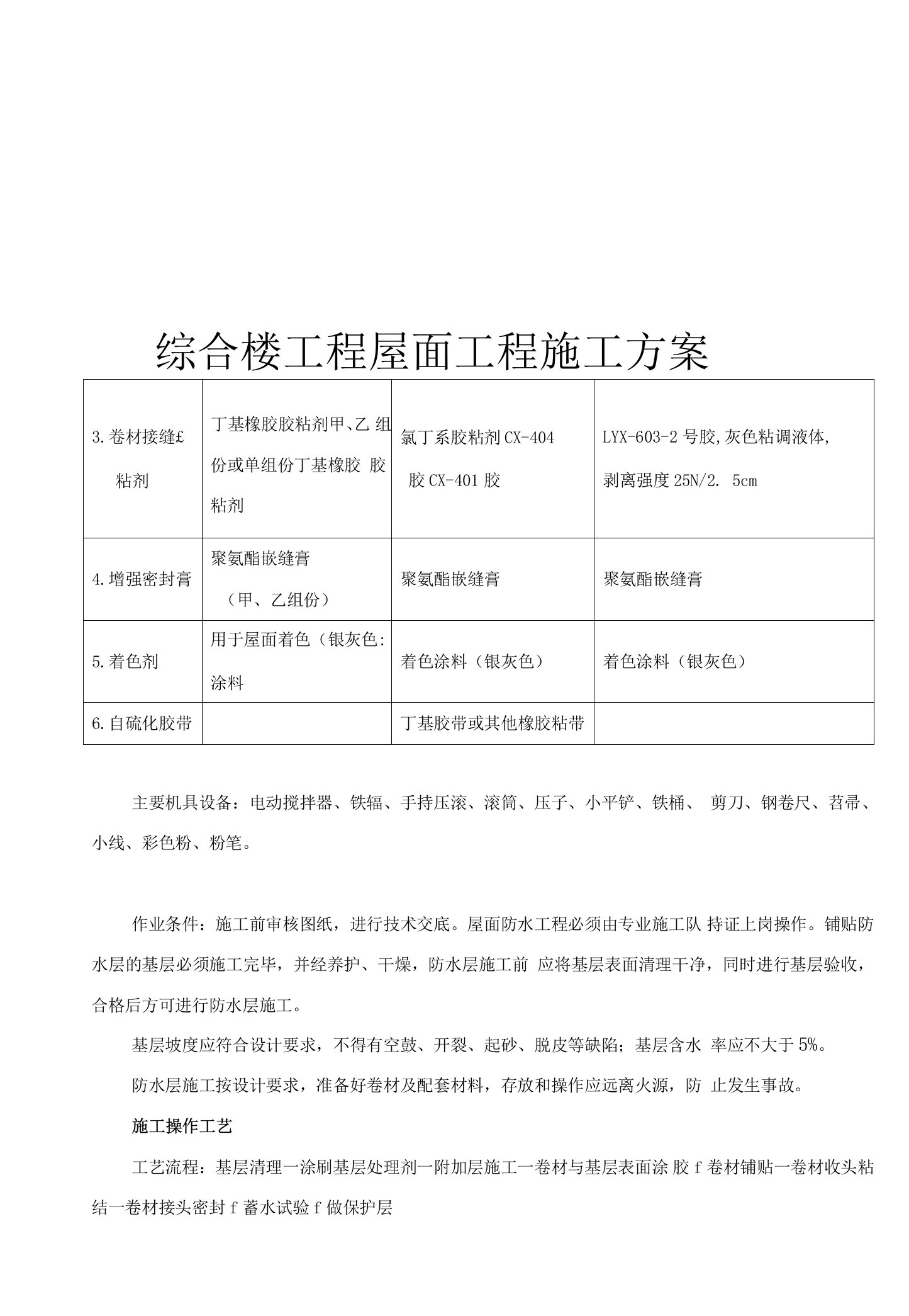 综合楼工程屋面工程施工方案