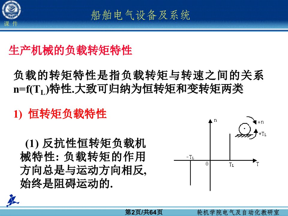 船舶电气设备及系统大连海事大学电力拖动基础