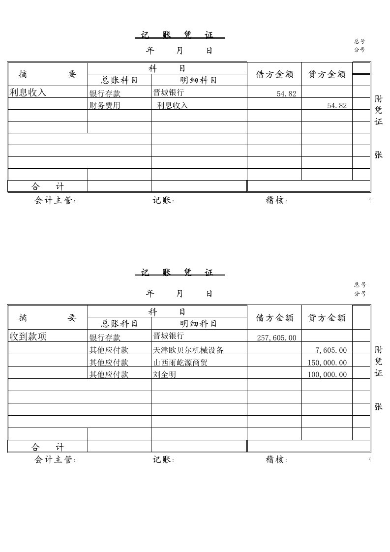 会计记账凭证模板