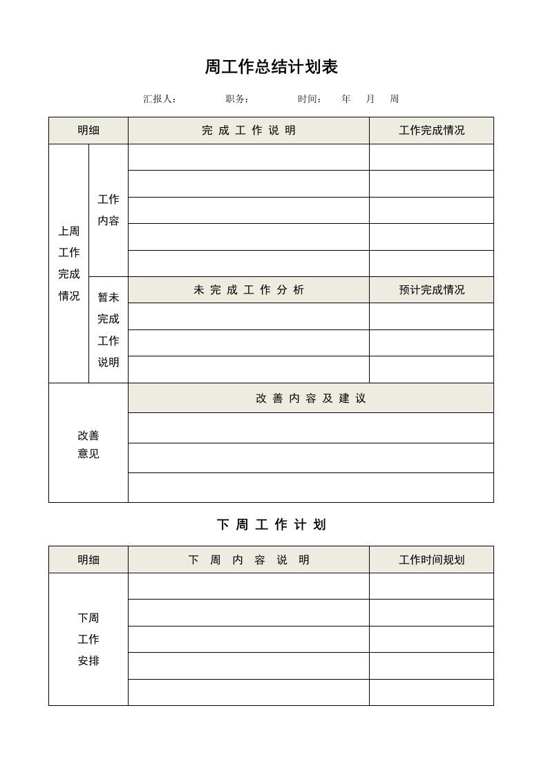 精品文档-215周工作总结计划表