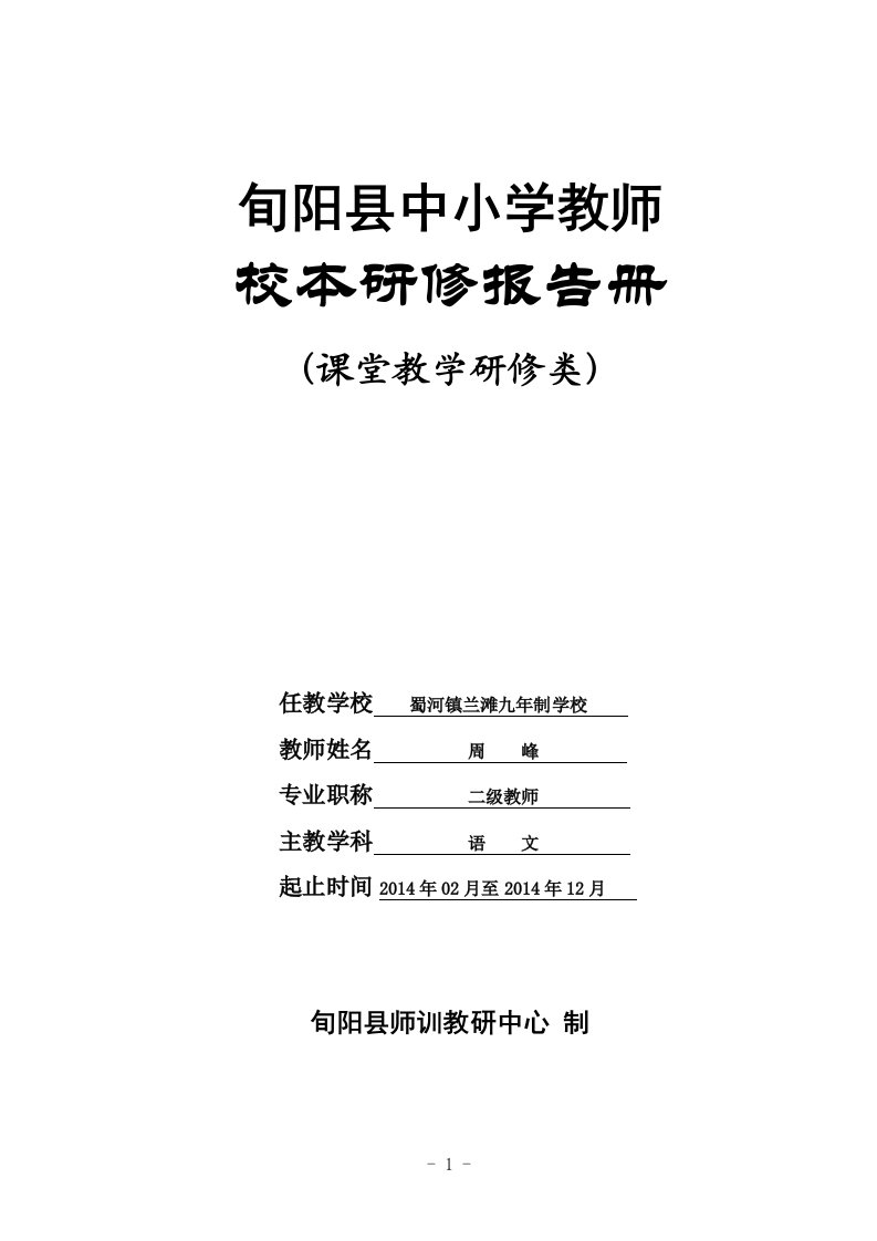 周峰1校本研修报告册