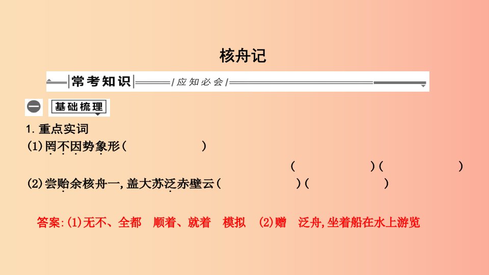 2019年中考语文总复习第一部分教材基础自测八下古诗文核舟记课件新人教版