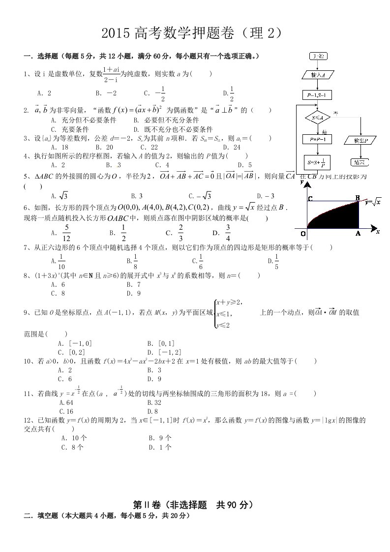 2015新课标高考数学模拟试题理