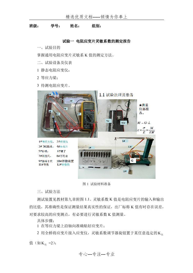 应变片全桥实验报告(共4页)