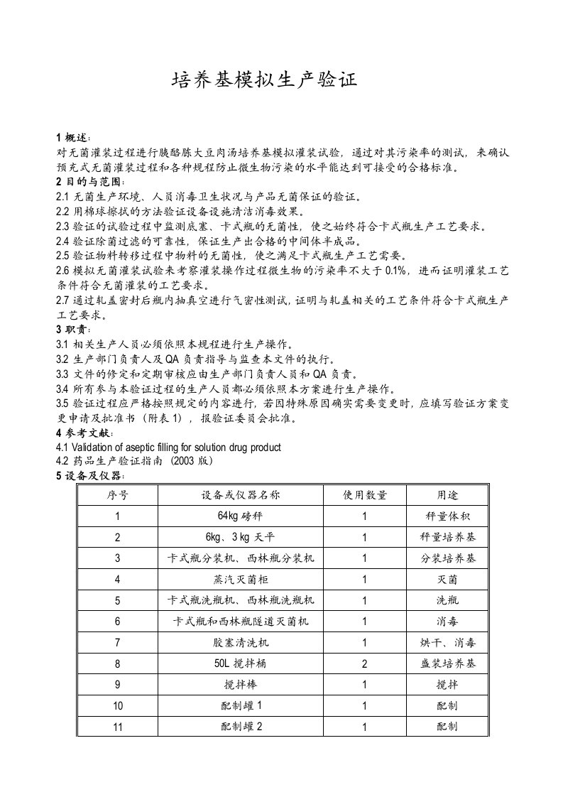 培养基模拟生产验证方案