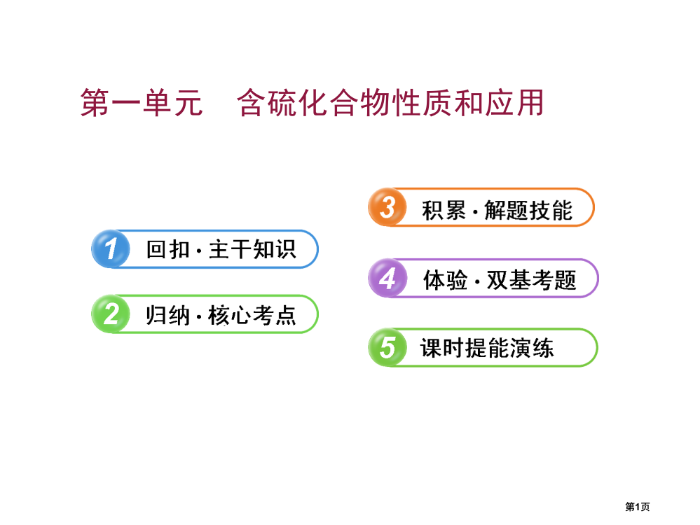 化学高考总复习硫化合物的性质和应用省公开课一等奖全国示范课微课金奖PPT课件