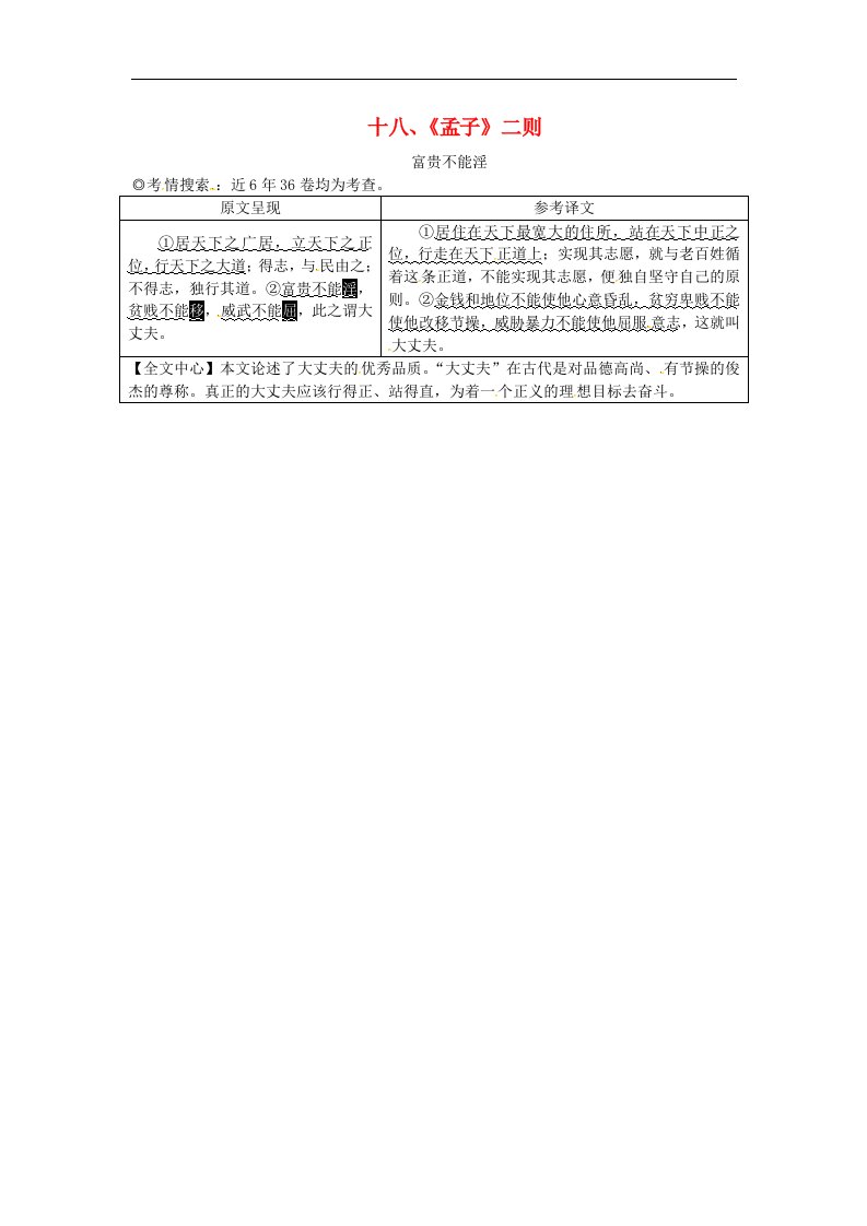 2018湖南省中考语文第二部分古诗文阅读专题一文言文阅读十八孟子二则富贵不能淫素材语文3