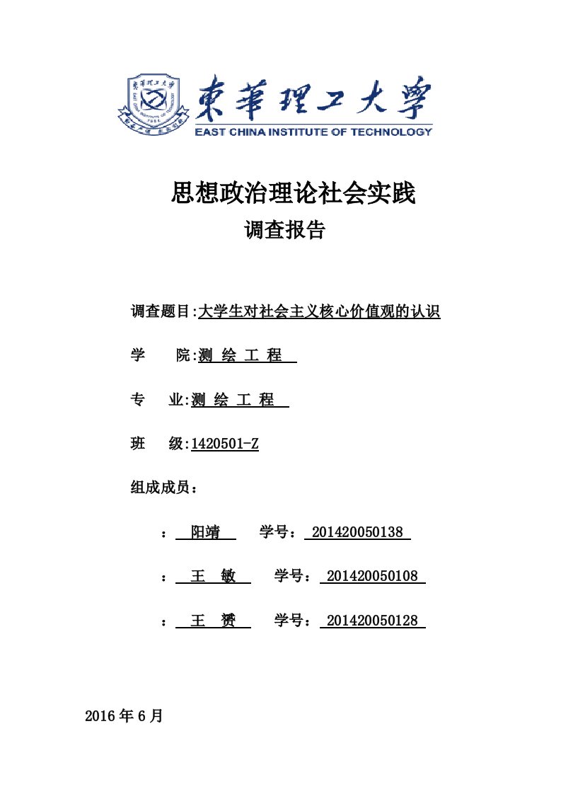 大学生社会主义核心价值观调查实践报告