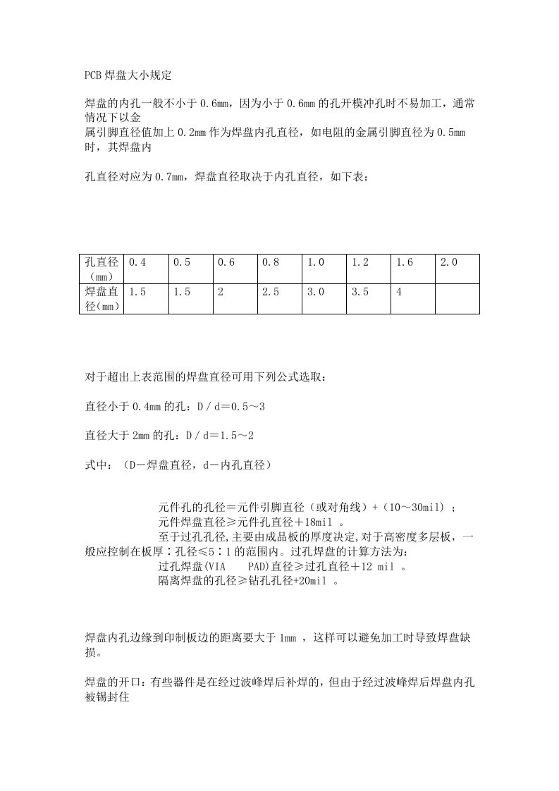 《pcb焊盘大小规定》