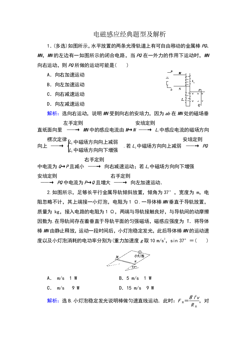 电磁感应常考题型及解析