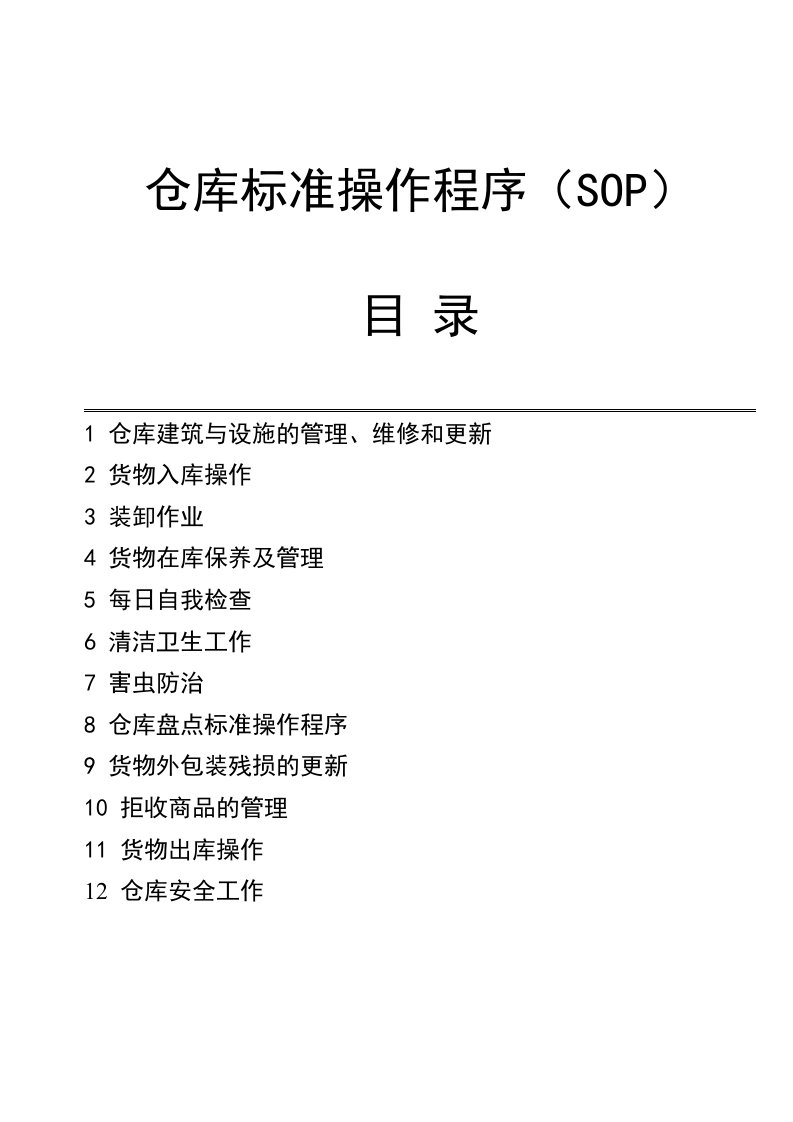 仓库标准操作程序SOP