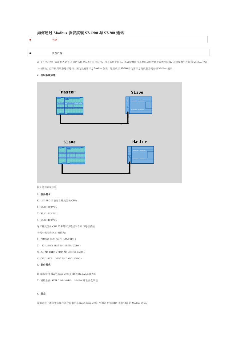 如何通过Modbus协议实现S7-1200与S7-200通讯