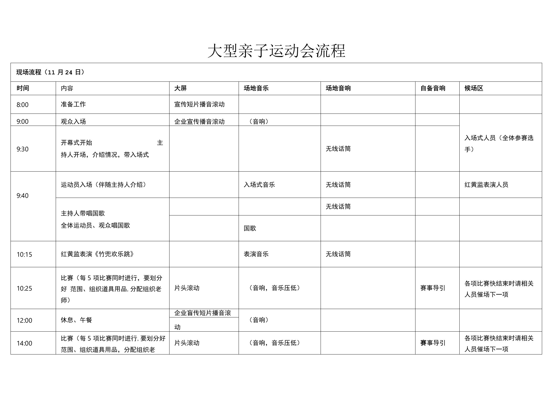 亲子运动会流程