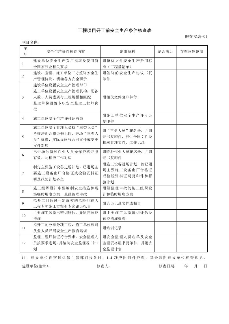 安徽省公路水运工程安全管理指南第三版安全用表(正式版)