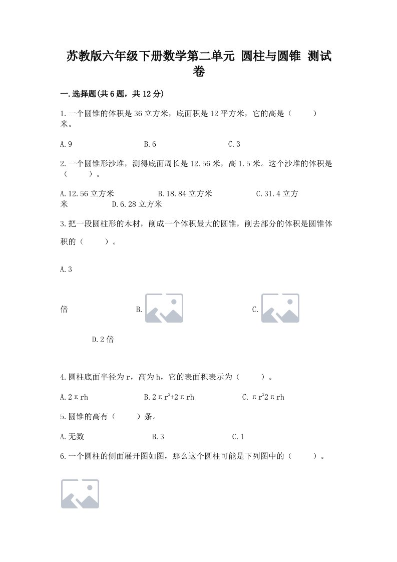 苏教版六年级下册数学第二单元