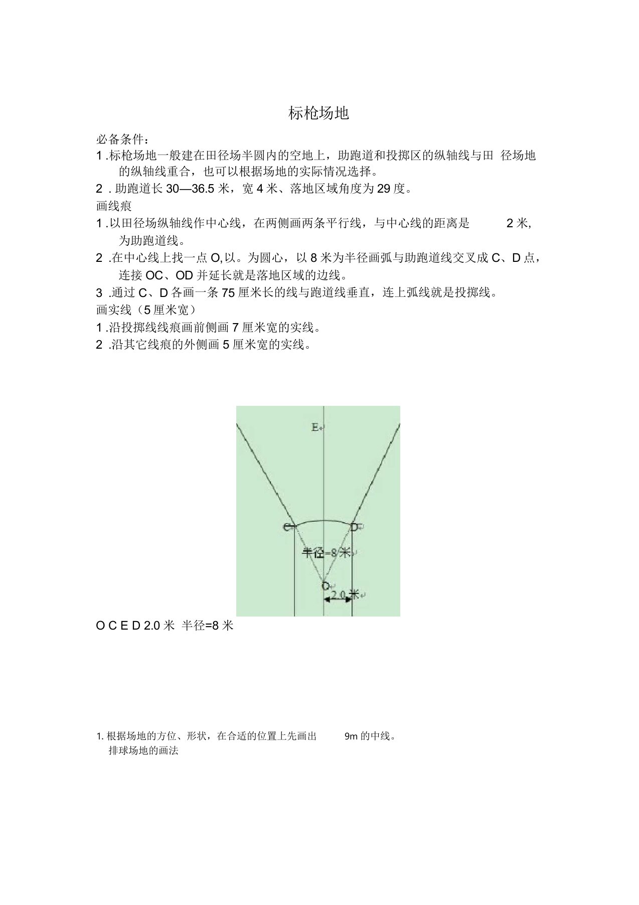 标枪铁饼铅球场地及画法