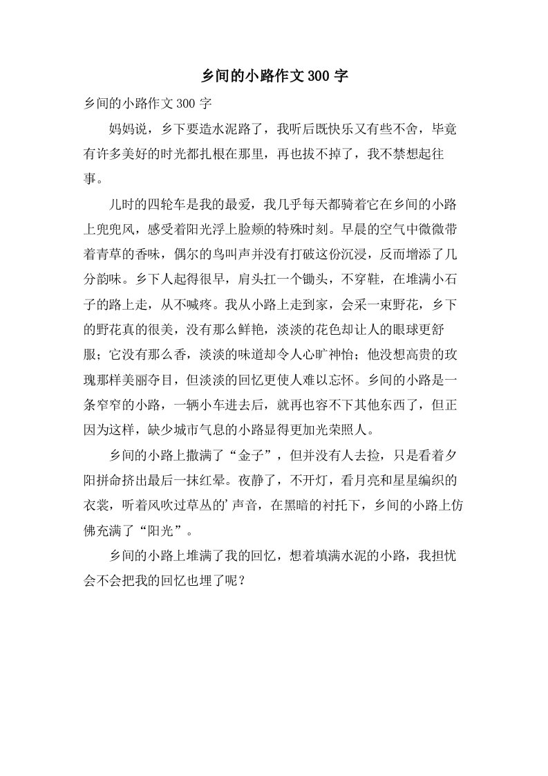 乡间的小路作文300字