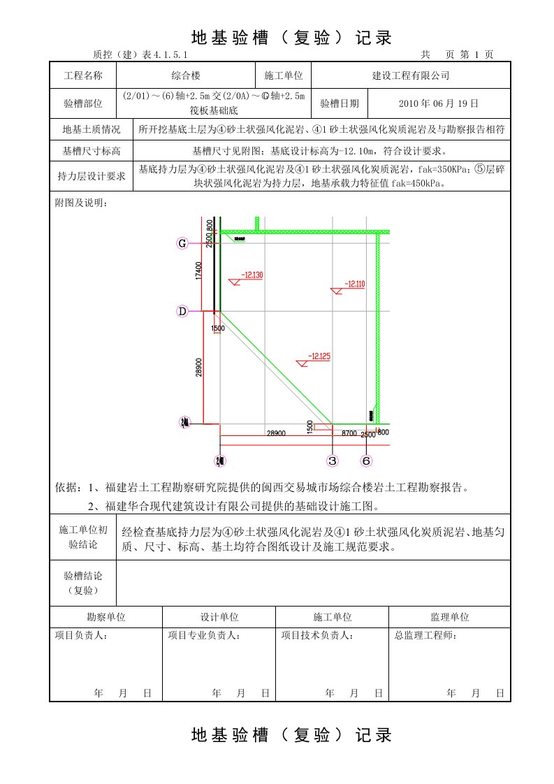 地基验槽记录