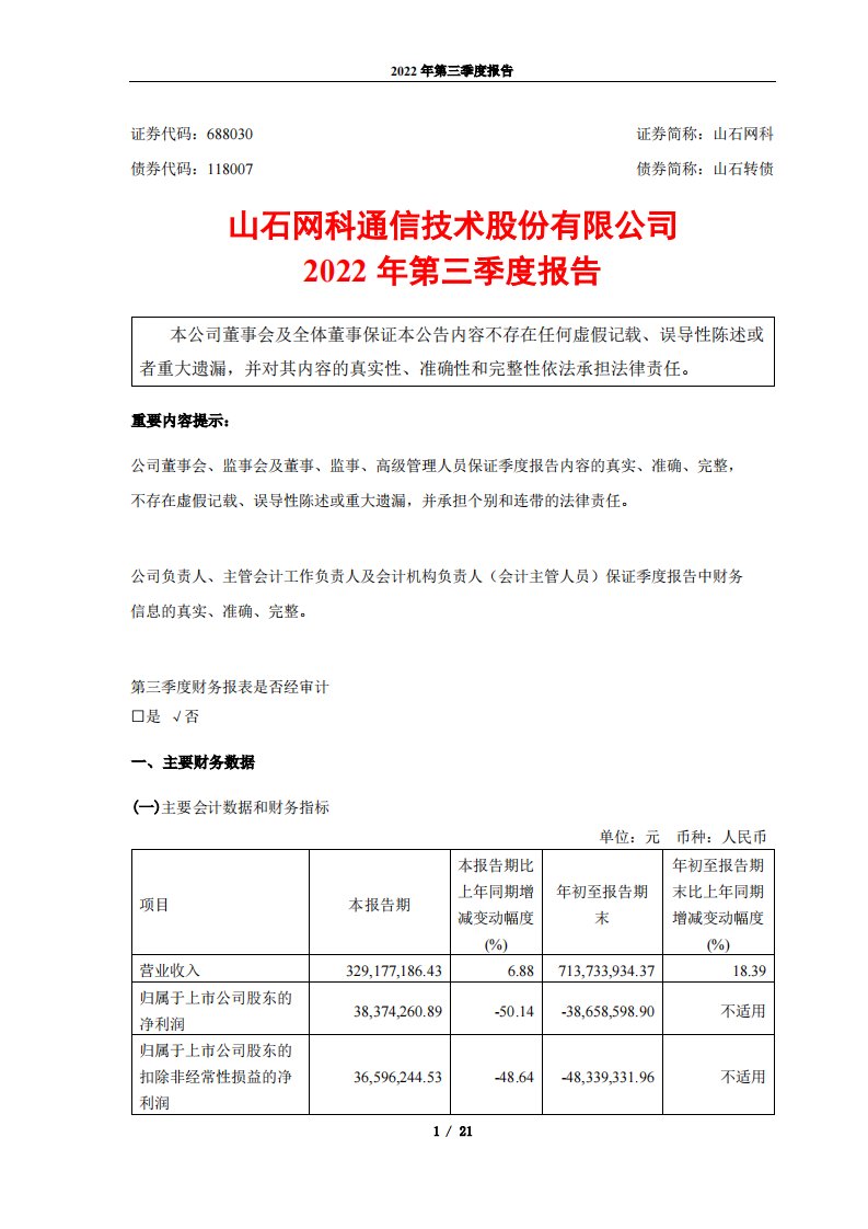 上交所-山石网科通信技术股份有限公司2022年第三季度报告-20221025