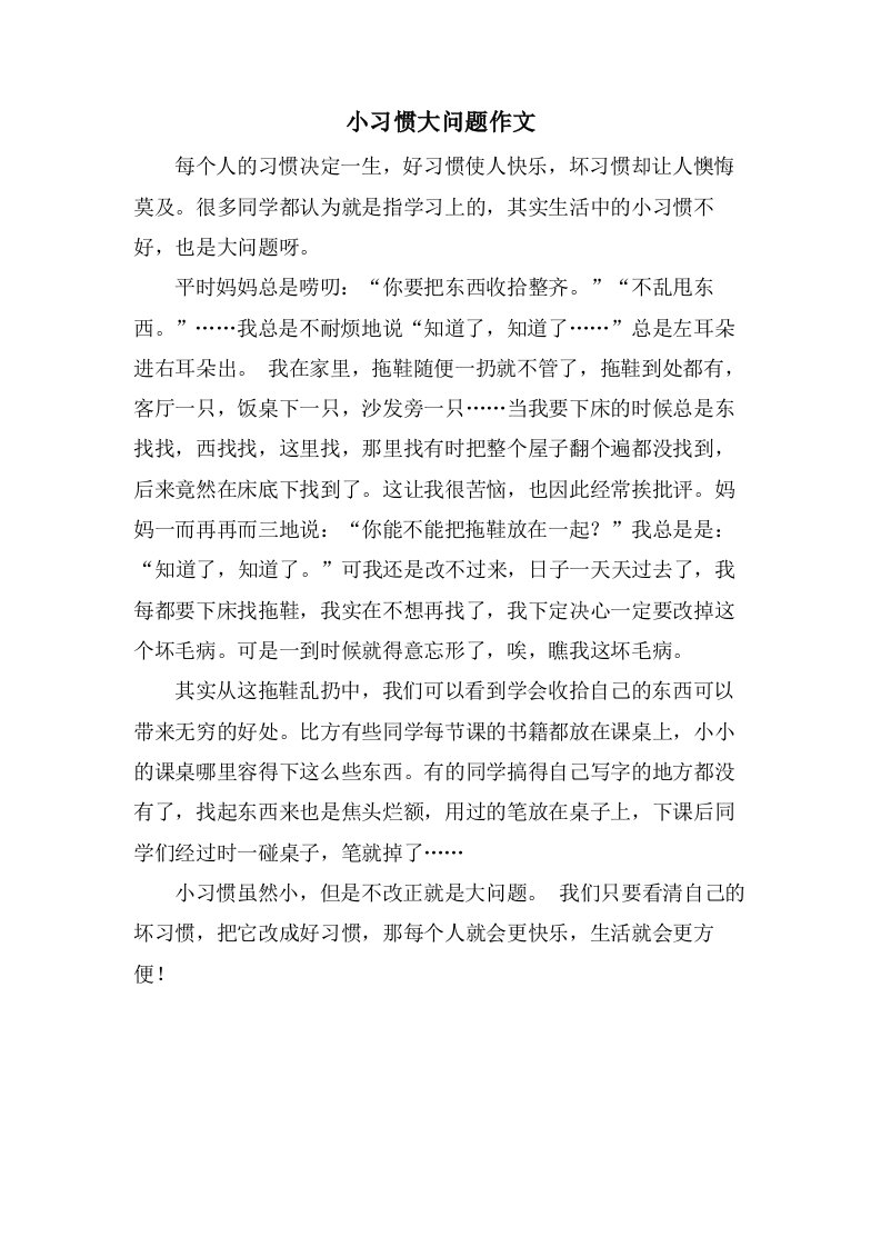 小习惯大问题作文