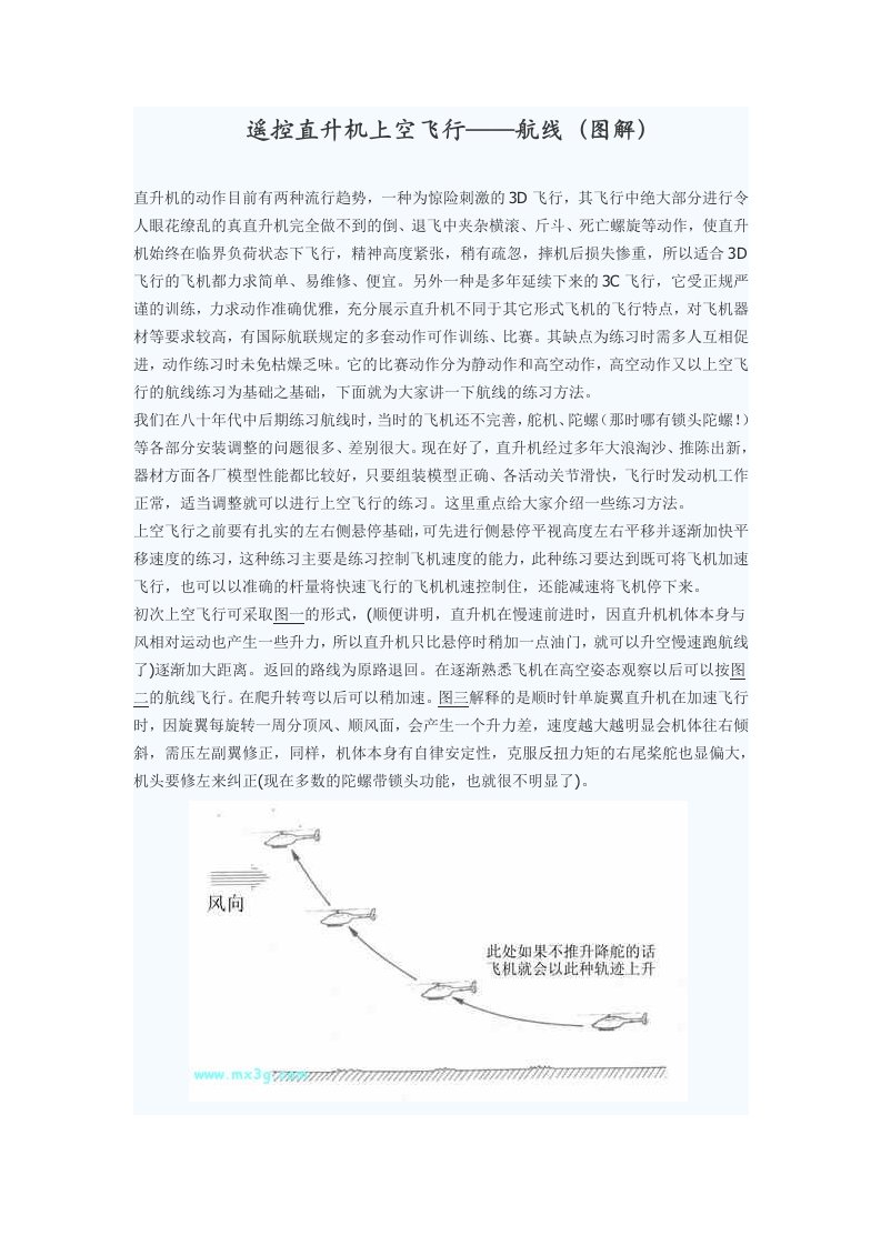 遥控直升机上空飞行—-航线