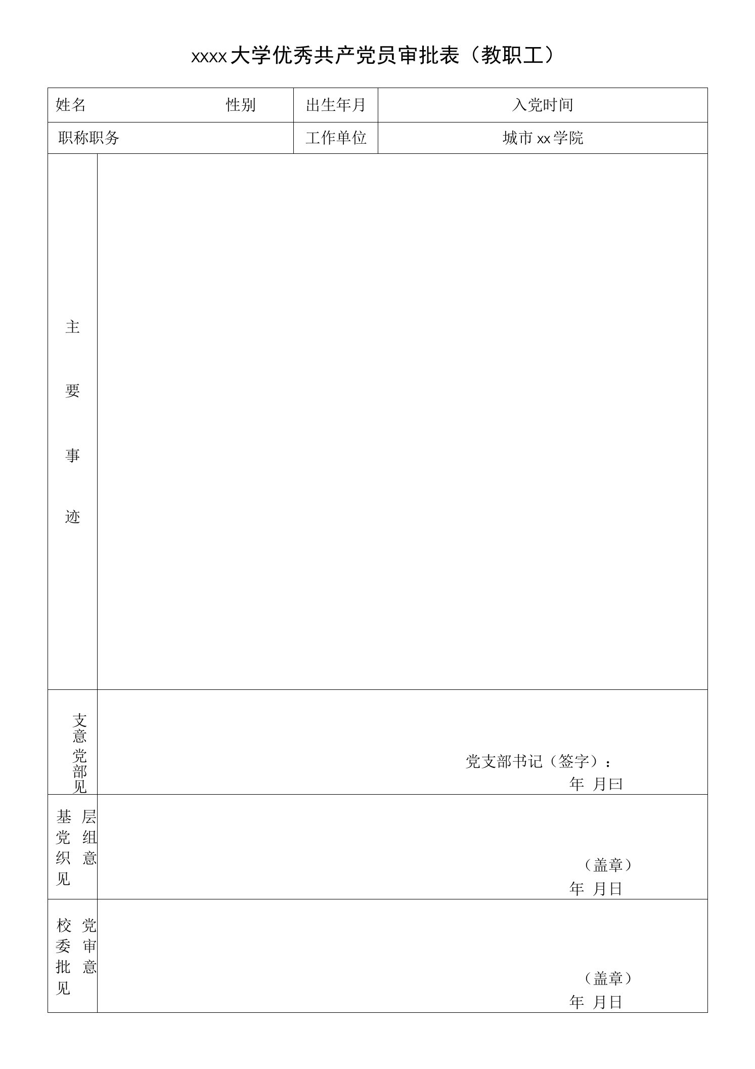 优秀共产党员审批表模板.doc