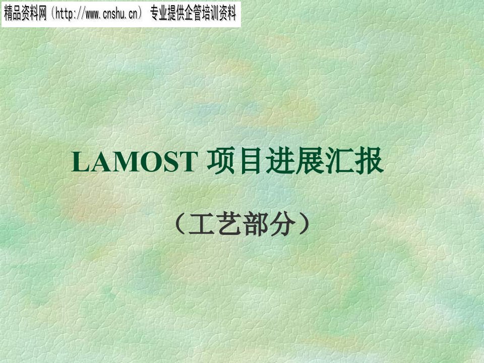 LAMOST项目进展综合汇报