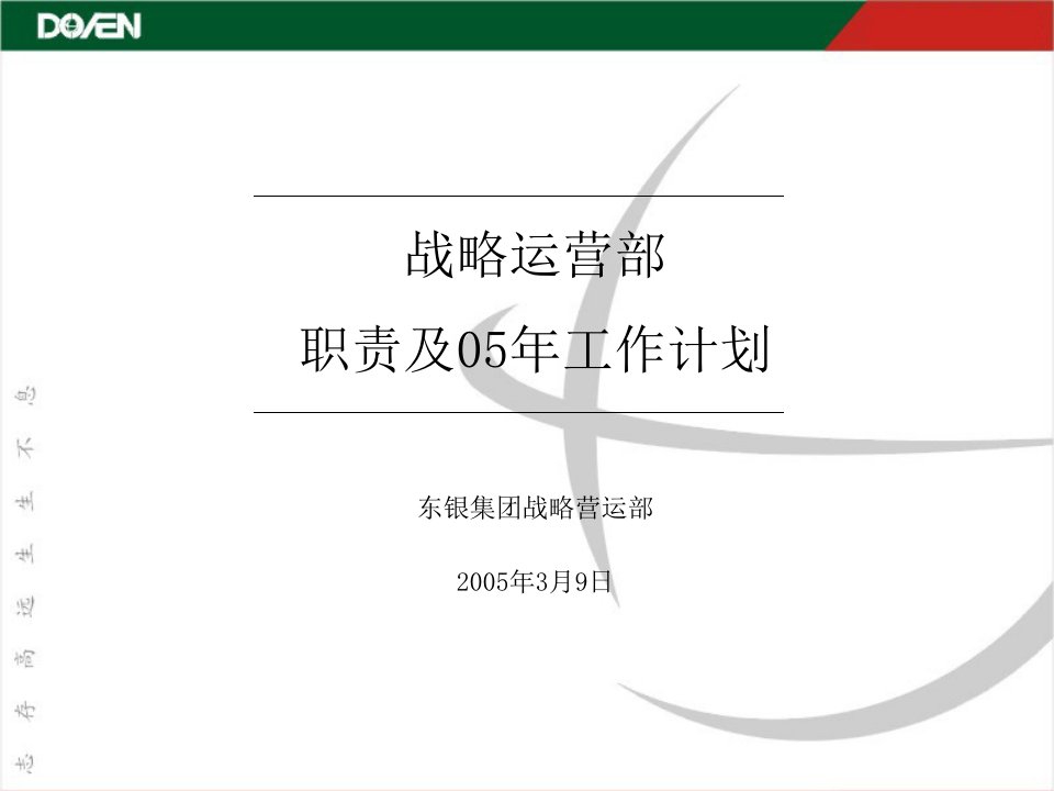 战略运营部职能界定及05年工作计划汇报