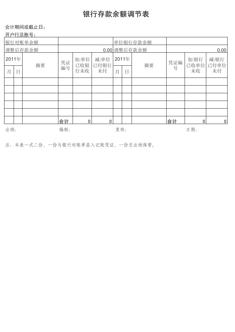 银行余额调节表(有公式)