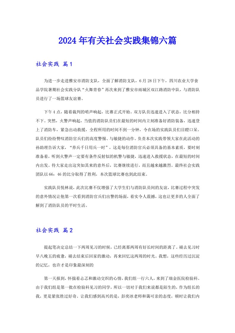 （汇编）2024年有关社会实践集锦六篇