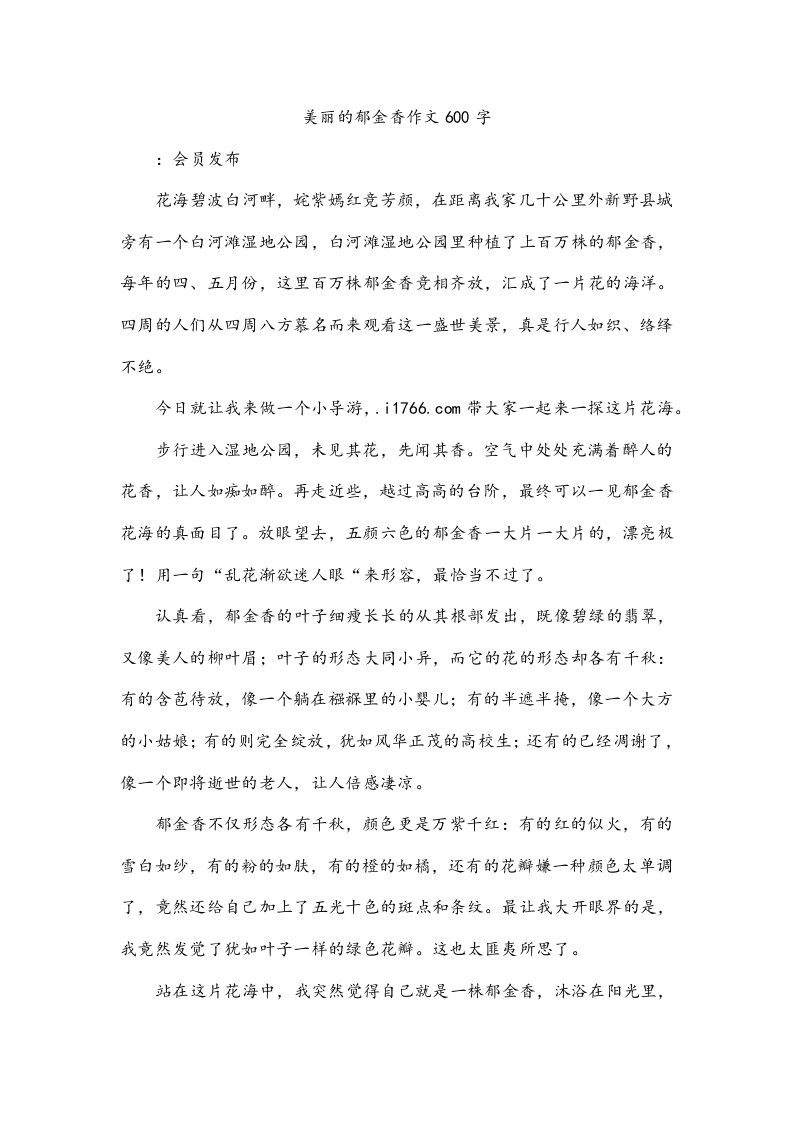 美丽的郁金香作文600字