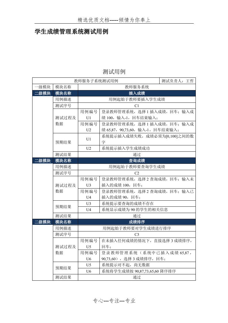 学生成绩管理系统测试用例(共3页)