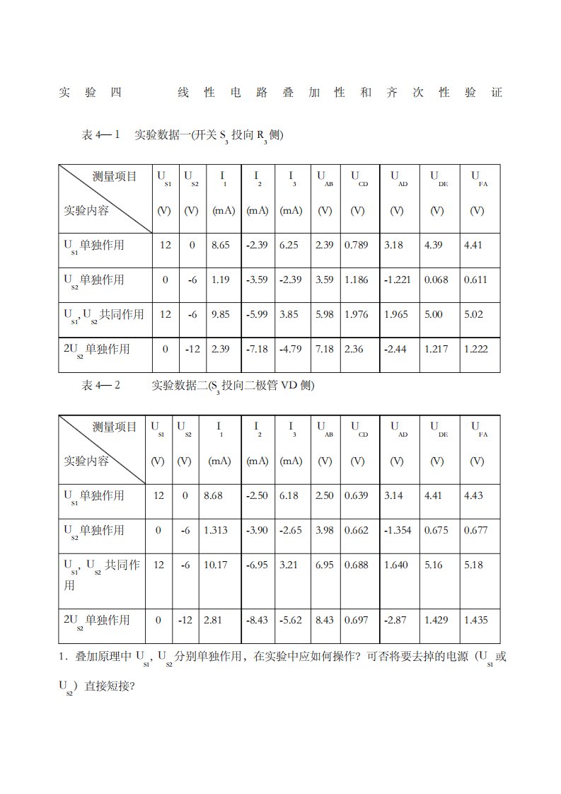 电工实验报告答案厦门大学