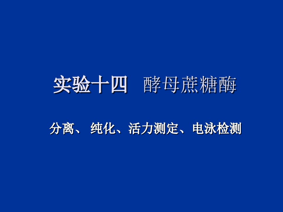 实验十四酵母蔗糖酶的提取纯化及活力测定