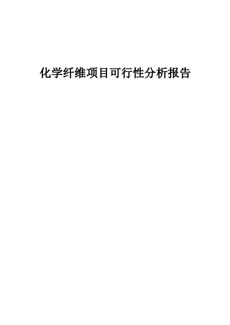 化学纤维项目可行性分析报告